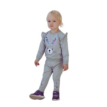 Nyuszis kislány melegítő szett, grafitszürke