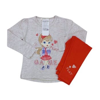 Szürke-piros lány szett, szürke-piros, 98