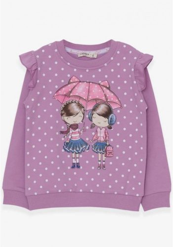 Esernyő mintás lány pulóver, lila, 116