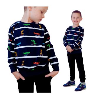 Dínós fiú felső, sötétkék