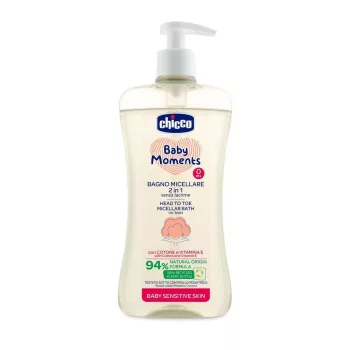   CHICCO Micellás sampon hajra és testre adagolóval Baby Moments Sensitive 94% term. összetevők 500ml