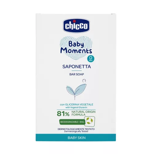 CHICCO Kézi szappan szilárd növényi glicerin Baby Moments 81% természetes összetevőkkel 100 g