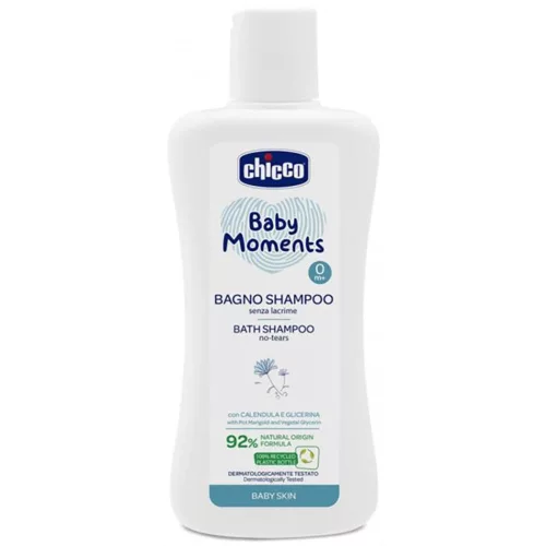 CHICCO Baby Moments sampon hajra és testre 92 % természetes összetevőkkel 200 ml