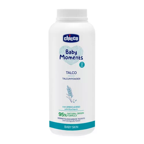 CHICCO Baby Moments gyermekpor rizskeményítővel 95 % természetes összetevőkkel 150 g