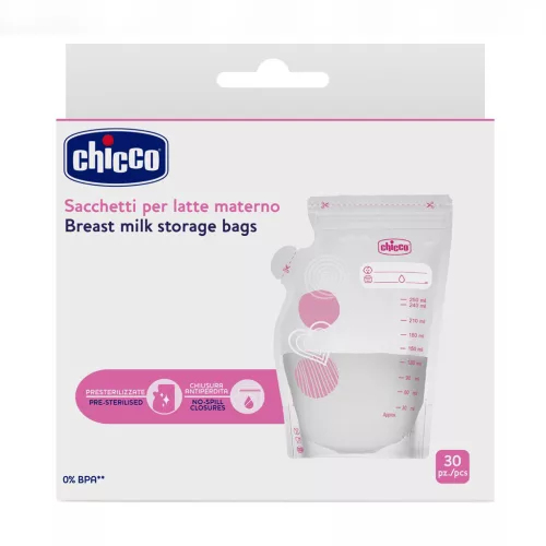 CHICCO Tejtároló tasakok 250 ml 30 db