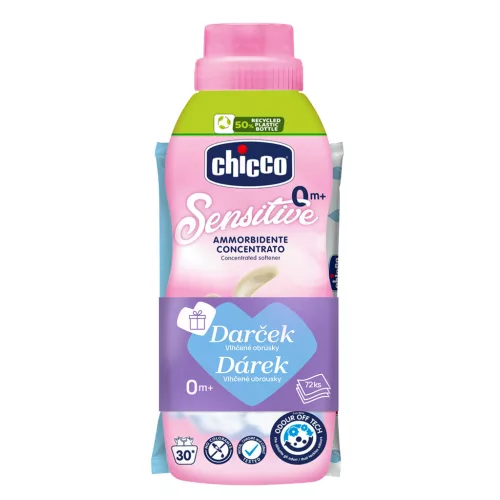 CHICCO Koncentrált öblítő Virágos ölelés 750 ml + nedves törlőkendő 72 db ingyen