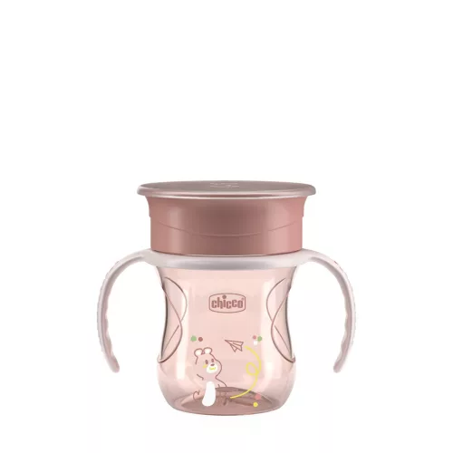 CHICCO 360 Perfect X csésze fogantyúkkal rózsaszín, 12 hónapos kortól