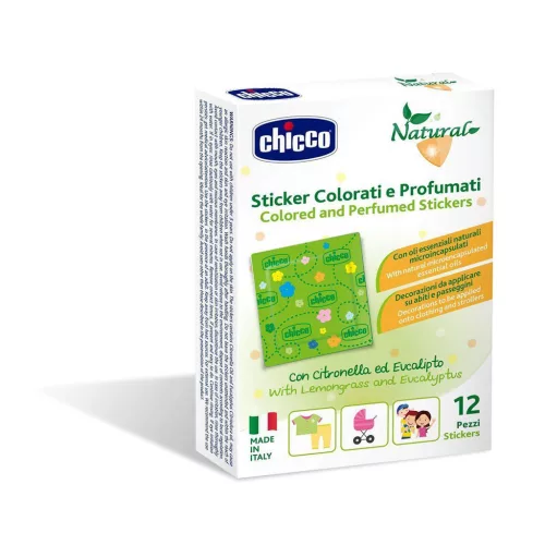 CHICCO Színes, illatosított rovarriasztó matricák természetes védelemmel 12 db Natural