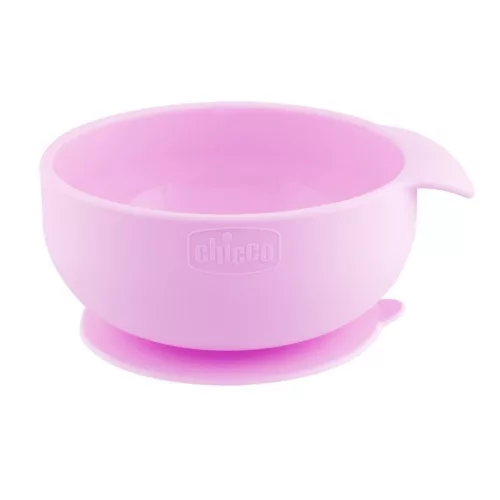 CHICCO Szilikon tányér tapadókoronggal rózsaszín 6h+