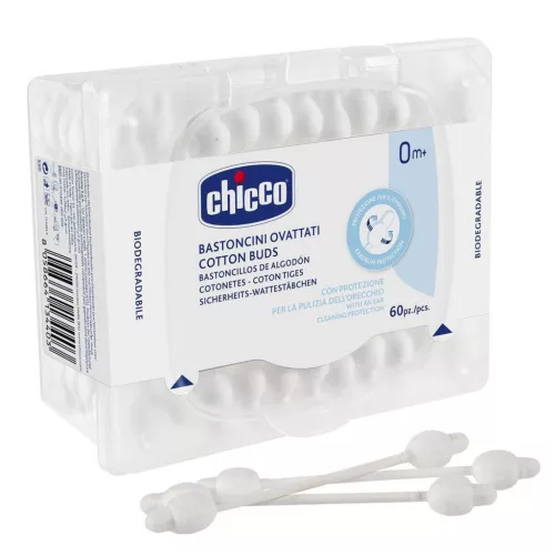 CHICCO Anatómiai vattapálcikák 100% pamut 60 db