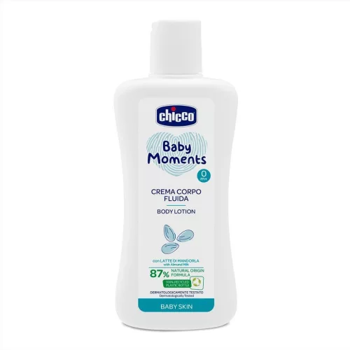 CHICCO Baby Moments testápoló tej 87 % természetes összetevőkkel 200 ml