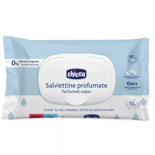 CHICCO Gyermek nedves törlőkendők finom illattal 72 db