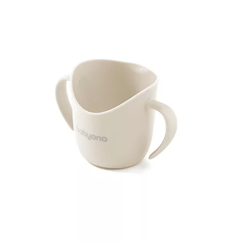 BABYONO Ergonomikus bögre fülekkel 120 ml bézs 6m+