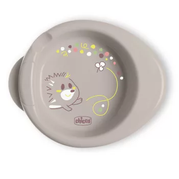   CHICCO Csúszásmentes tányér, amely melegen tartja az ételt, szürke 6m+