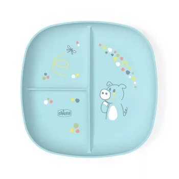 CHICCO Osztott tányér kék 12m+