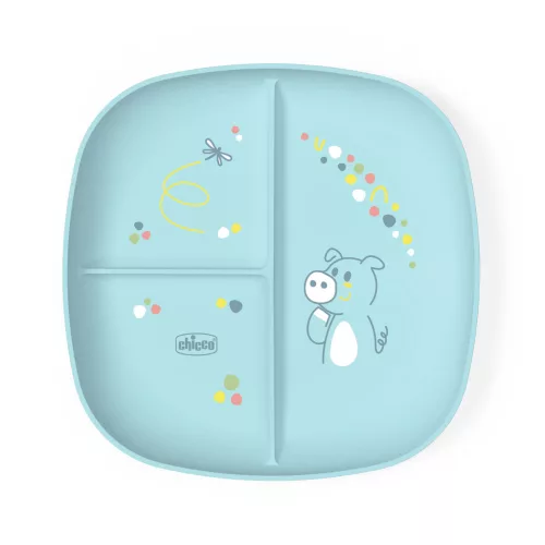 CHICCO Osztott tányér kék 12m+