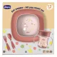 CHICCO Étkezési készlet - tál, tányér, üveg és evőeszköz pink 12m+