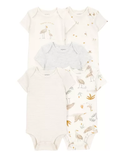 CARTER'S Body krÃ¡tky rukÃ¡v Bird prints 5ks NB, veÄ¾. 56