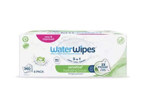 6x WATERWIPES Nedves törlőkendők Hydrating clean with aloe vera 3in1 60 db  ( 360 db )