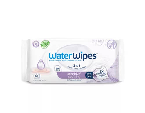12X WATERWIPES Nedves törlőkendők Nyugtató tisztítás 3 az 1-ben 60 db (720 db)