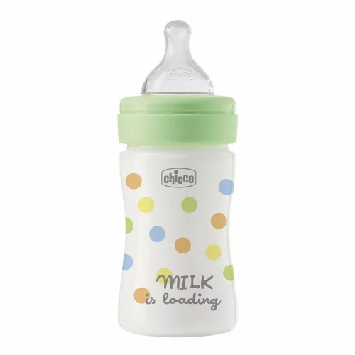 CHICCO Perfect Easy cumisüveg 150 ml, lassú szilikon áramlás, semleges, 0m+