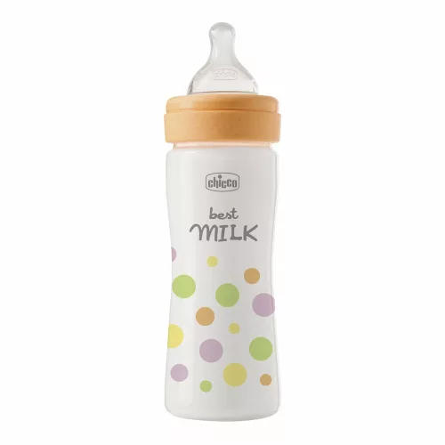CHICCO Perfect Easy cumisüveg 250 ml, közepes szilikon áramlás, lányoknak, 2 hónapos kortól