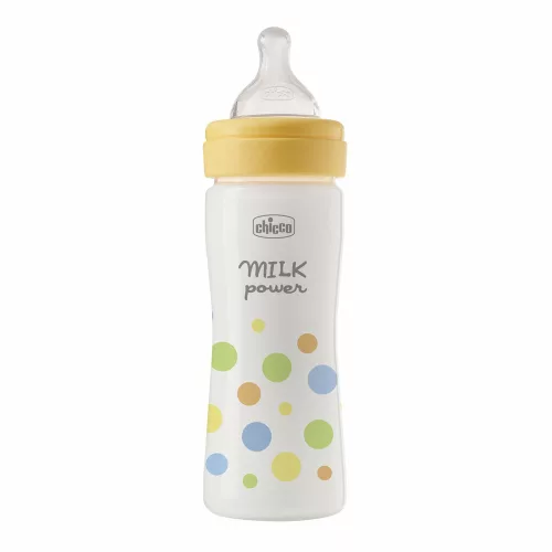 CHICCO Perfect Easy cumisüveg 250 ml, közepes szilikon áramlás, fiúknak, 2 hónapos kortól