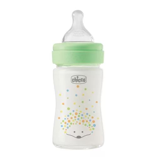 CHICCO Üvegből készült cumisüveg Perfect Easy 150 ml, lassú szilikon áramlás, semleges, 0m+