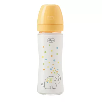   CHICCO Üvegből készült cumisüveg Perfect Easy 240 ml, lassú szilikon áramlás, semleges, 0m+