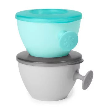   SKIP HOP Tányérok fedővel és Easy Grab fogantyúval Grey,Teal 2 x 240 ml, 3hó+