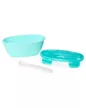 SKIP HOP Tálka kanállal védőtokban Easy Serve Teal 240 ml, 3m+