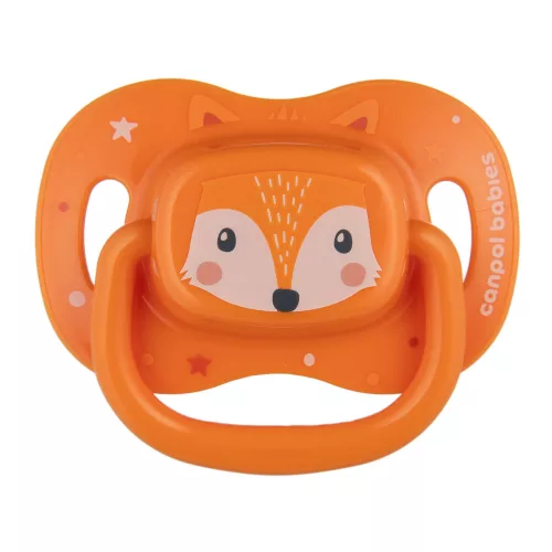 CANPOL BABIES Szilikon cumi szimmetrikus Cute animals 0-6m 1db narancssárga