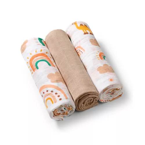 BABYONO Muszlin pelenka Super soft 3 db  - bézs