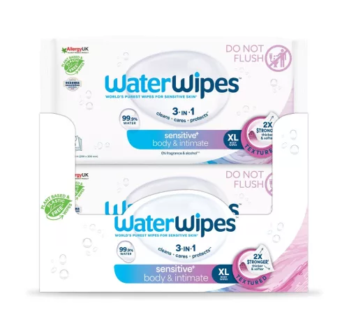 12x WATERWIPES Nedves törlőkendők Body&Intimate 30 db (360 db)