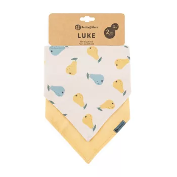   PETITE&MARS Bandana előke Luke 2 db Bézs Körte&Intenzív Okker 3hó+