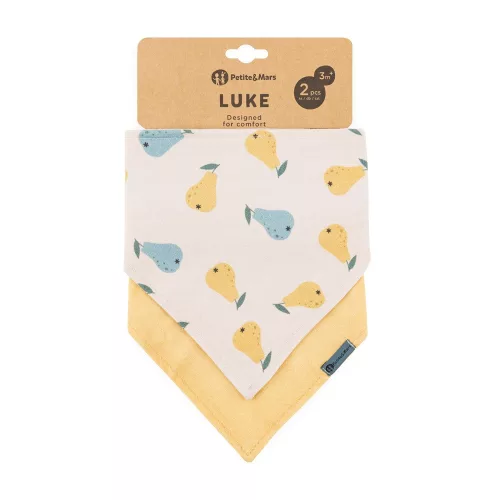 PETITE&MARS Bandana előke Luke 2 db Bézs Körte&Intenzív Okker 3hó+