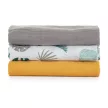 PETITE&MARS Bambusz muszlin 3db-os pelenka szett Moussy Ochre Leaves, 68 x 68 cm