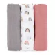 PETITE&MARS Bambusz muszlin 3db-os pelenka szett Moussy Rose Rainbows, 68 x 68 cm