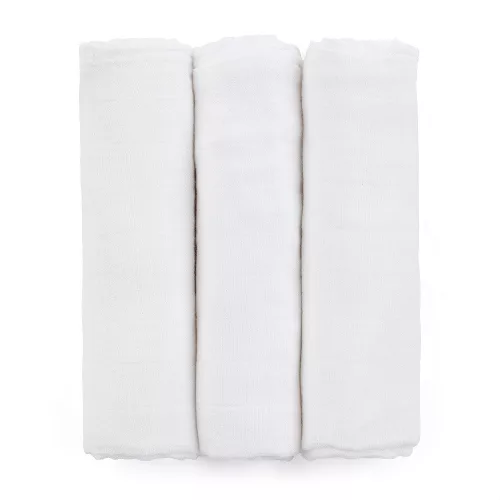 PETITE&MARS Bambusz muszlin 3db-os pelenka szett Moussy Total White, 68 x 68 cm
