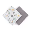 PETITE&MARS Bambusz muszlin 2db-os pelenka szett Misty Grey Planes, 120 x 120 cm