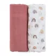 PETITE&MARS Bambusz muszlin 2db-os pelenka szett Misty Rose Rainbow, 120 x 120 cm