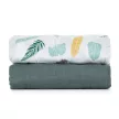 PETITE&MARS Bambusz muszlin 2db-os pelenka szett Misty Green Leaves, 120 x 120 cm