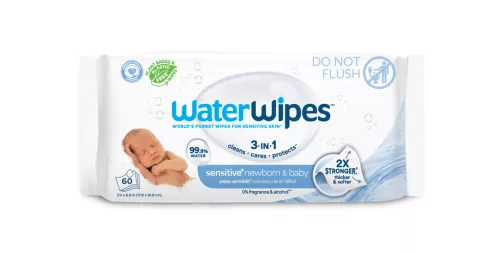 WATERWIPES Nedves törlőkendők Newborn&Baby 3in1 60 db