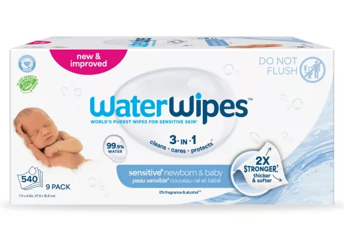 9x WATERWIPES Nedves törlőkendők Newborn&Baby 3in1 60 db ( 540 db )