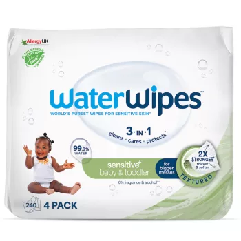   4x WATERWIPES Nedves törlőkendők Baby&Toddler 3in1 60 db (240 db)