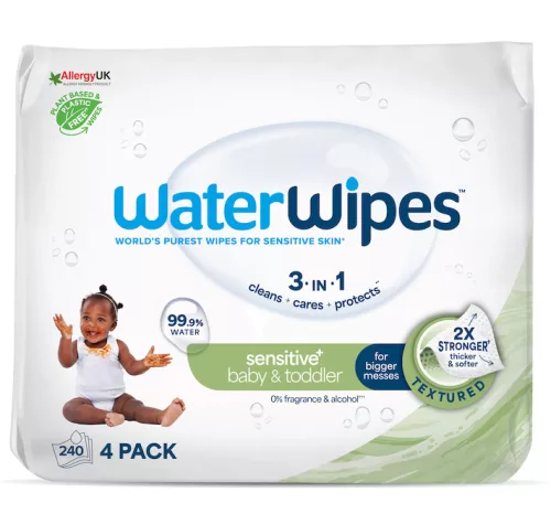 4x WATERWIPES Nedves törlőkendők Baby&Toddler 3in1 60 db (240 db)