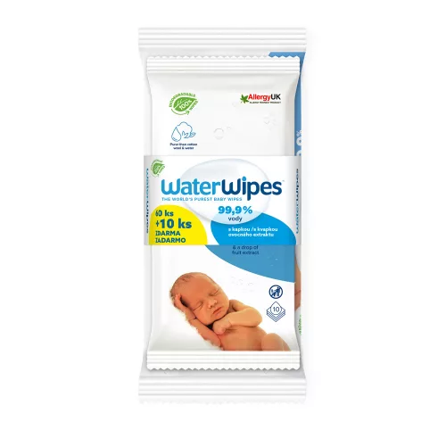 WATERWIPES 100% BIO lebomló törlőkendők 60+10 db