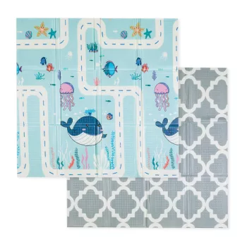   PETITE&MARS Összecsukható játszószőnyeg Campy S 120x120cm Ocean&Arabesca