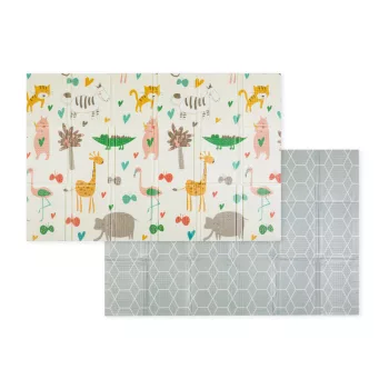   PETITE&MARS Összecsukható játszószőnyeg Campy L 130x200cm Állatok&Hexagon