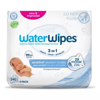  4x WATERWIPES Nedves törlőkendők Newborn&Baby 3in1 60 db ( 240 db )